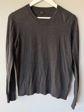 Quince dark grey Lightweight Cotton Cashmere Crew long sleeve Sweater Women’s M
